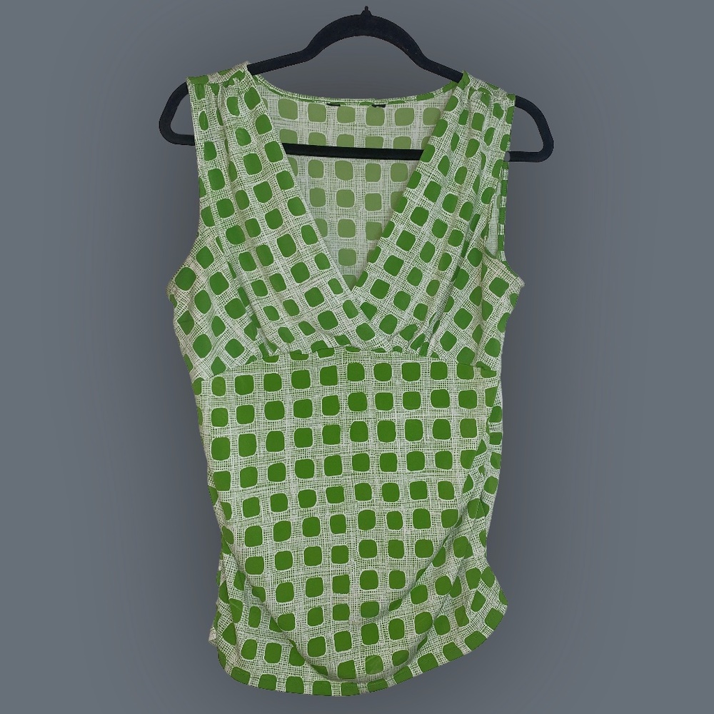 Green and White V-Neck Tank